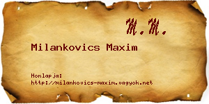 Milankovics Maxim névjegykártya